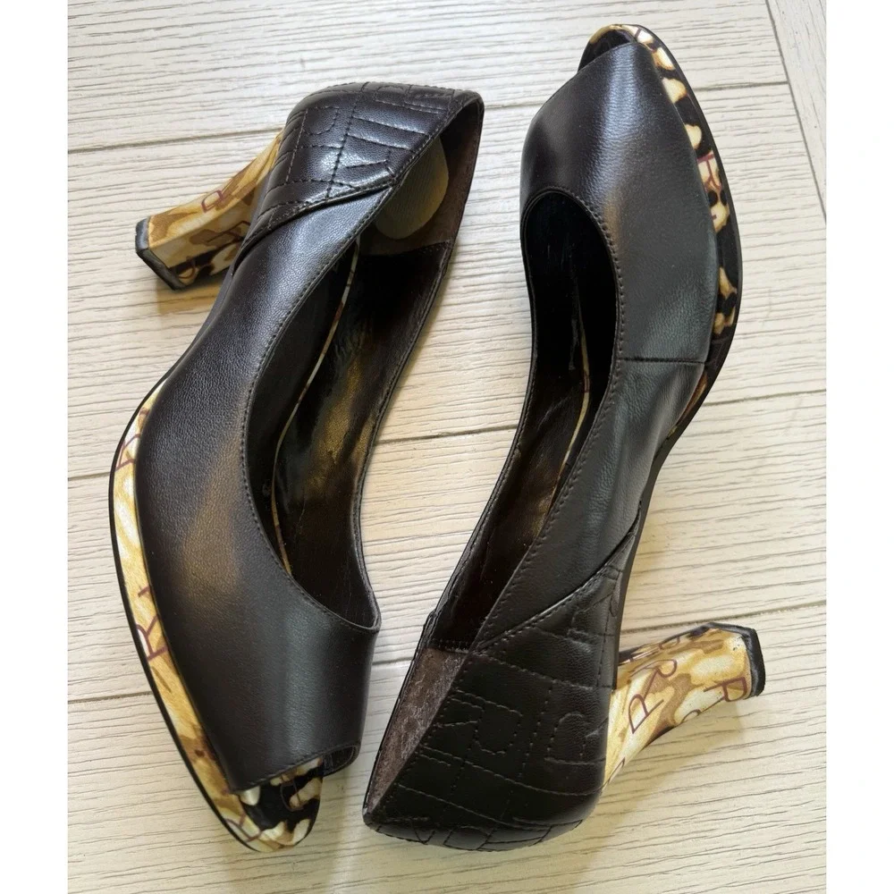 Brown Leather Peep Toe 3